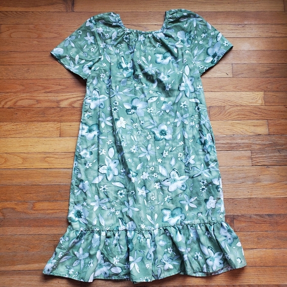 Haband Floral Green Dress with Ruffle Hem Size Small Vtg - Picture 9 of 9